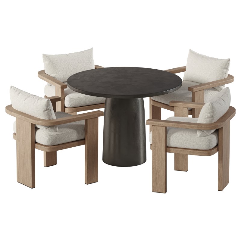 Tahana Outdoor Dining Armchair and Basil Table By Fourhands - Image 2