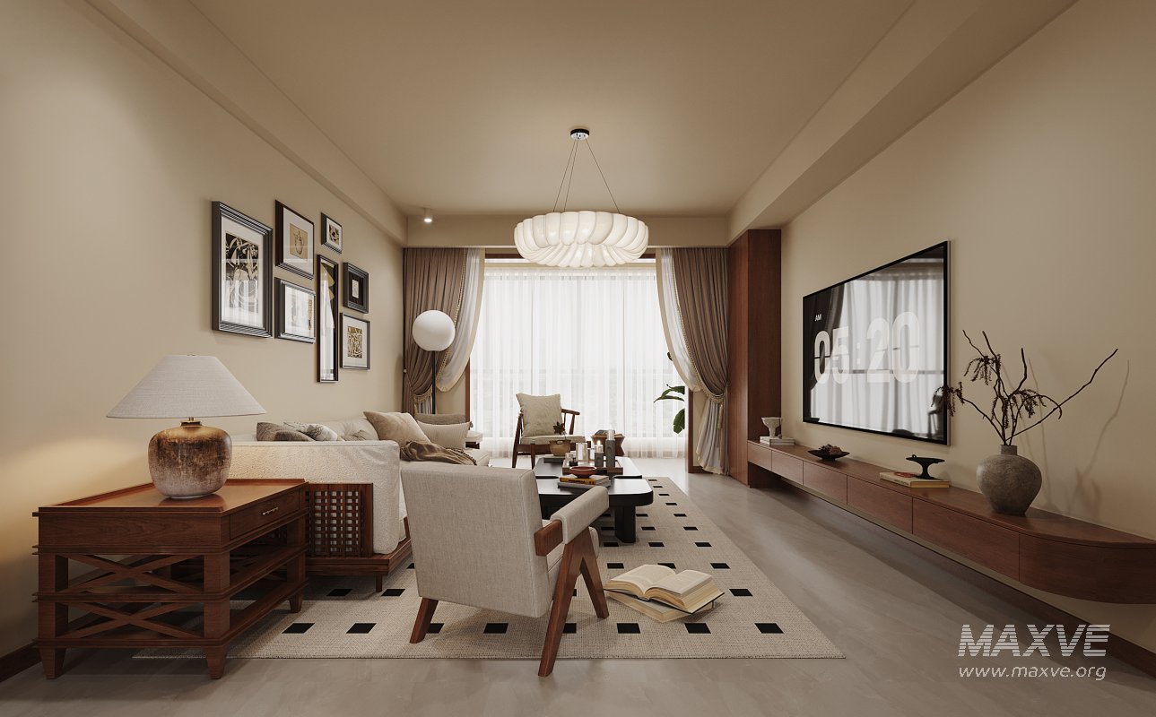 Modern living room and dining room interior scene - Image 2