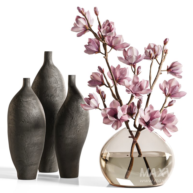 White Magnolia in Glass Vase - Image 2