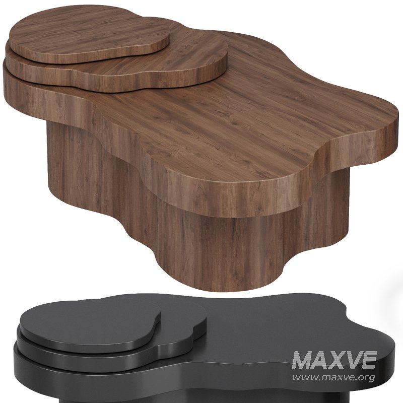 Walnut Cloud Minimalist Coffee Table - Image 1
