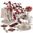 Red Harmony Cherry Blossom and Plum Coffee Table Set - Thumbnail 1