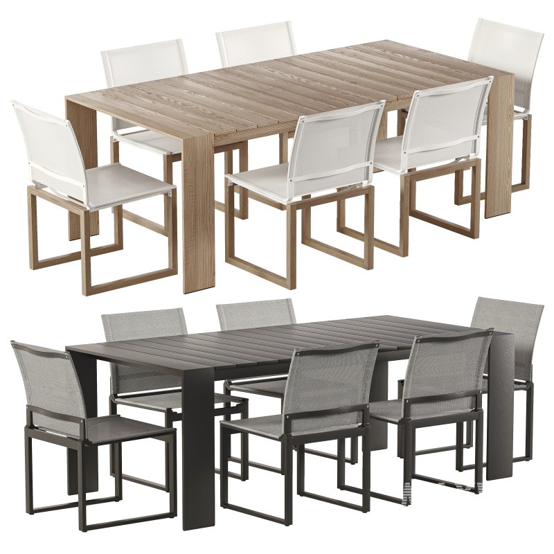 Hayman Teak and Aluminum Armless Dining Chair & Table-harbour - Image 1