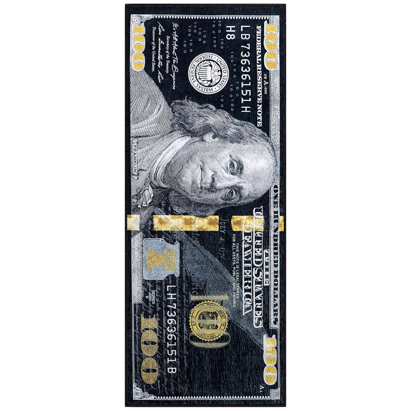 Well Woven Money Collection New Hundred Dollar Bill Runner Rug - Image 3