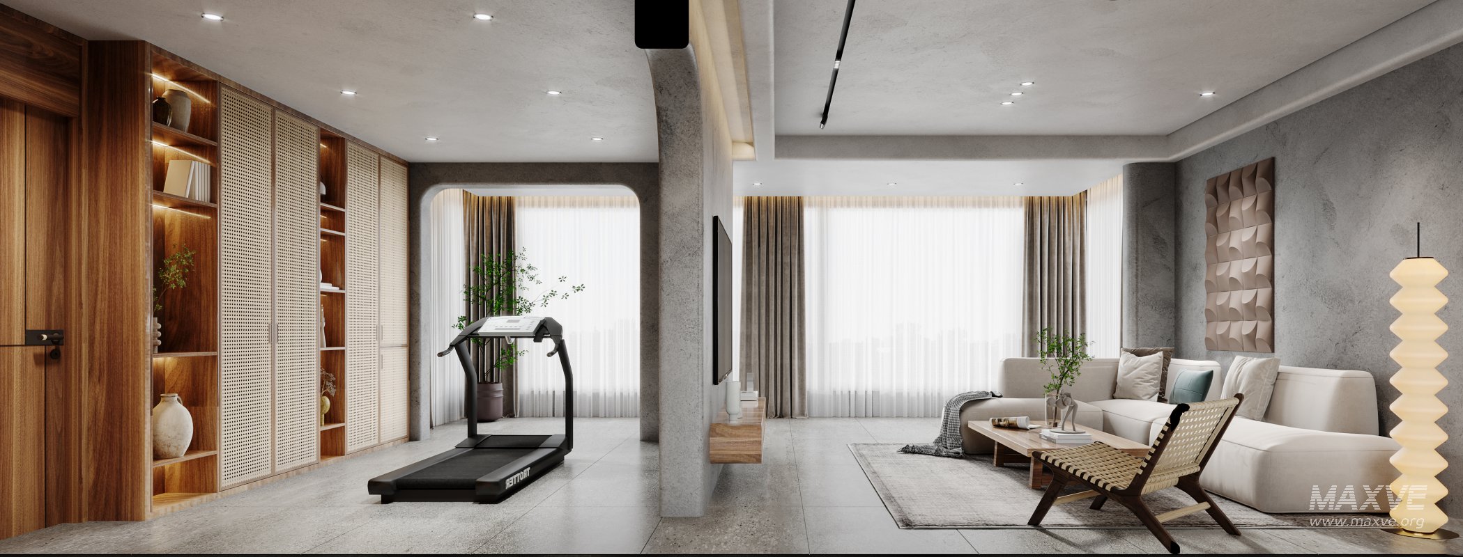 Modern living room and dining room interior scene - Image 1