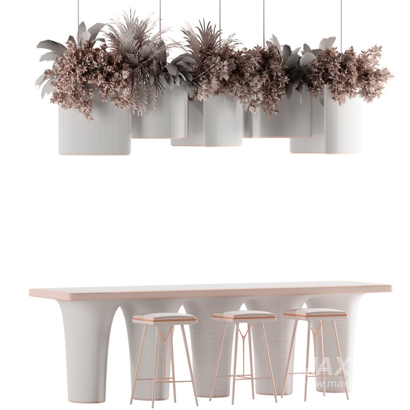 Reception Desk With Hanging Plants-set 15 - Image 5