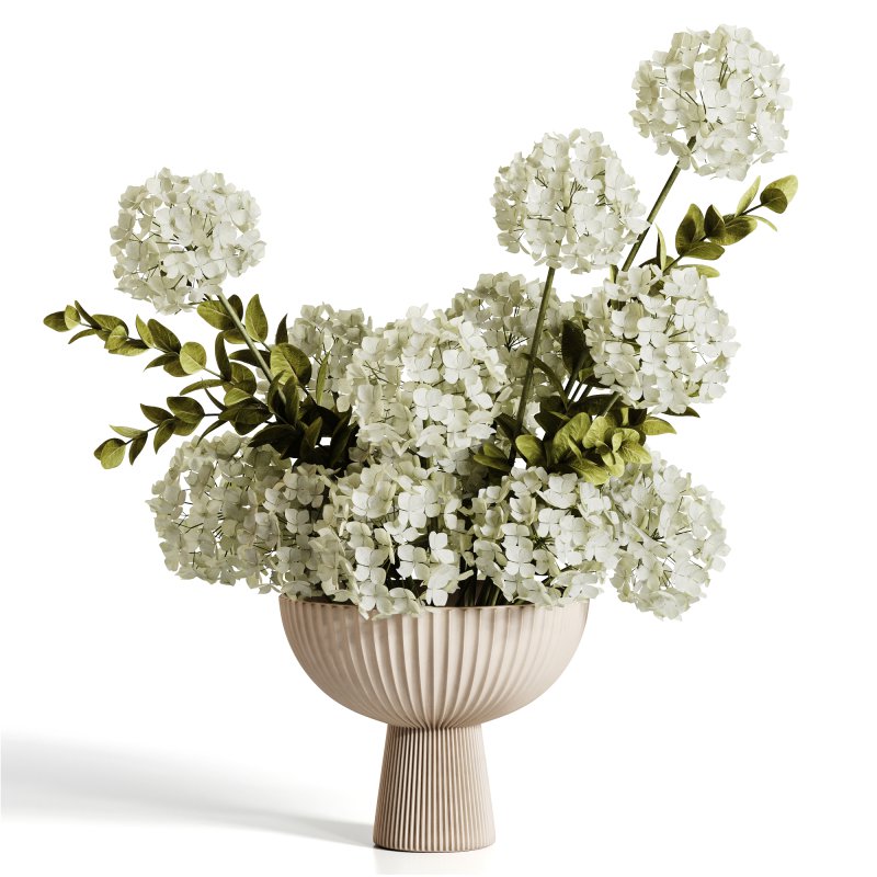 White Hydrangea Bowl Arrangement - Image 3
