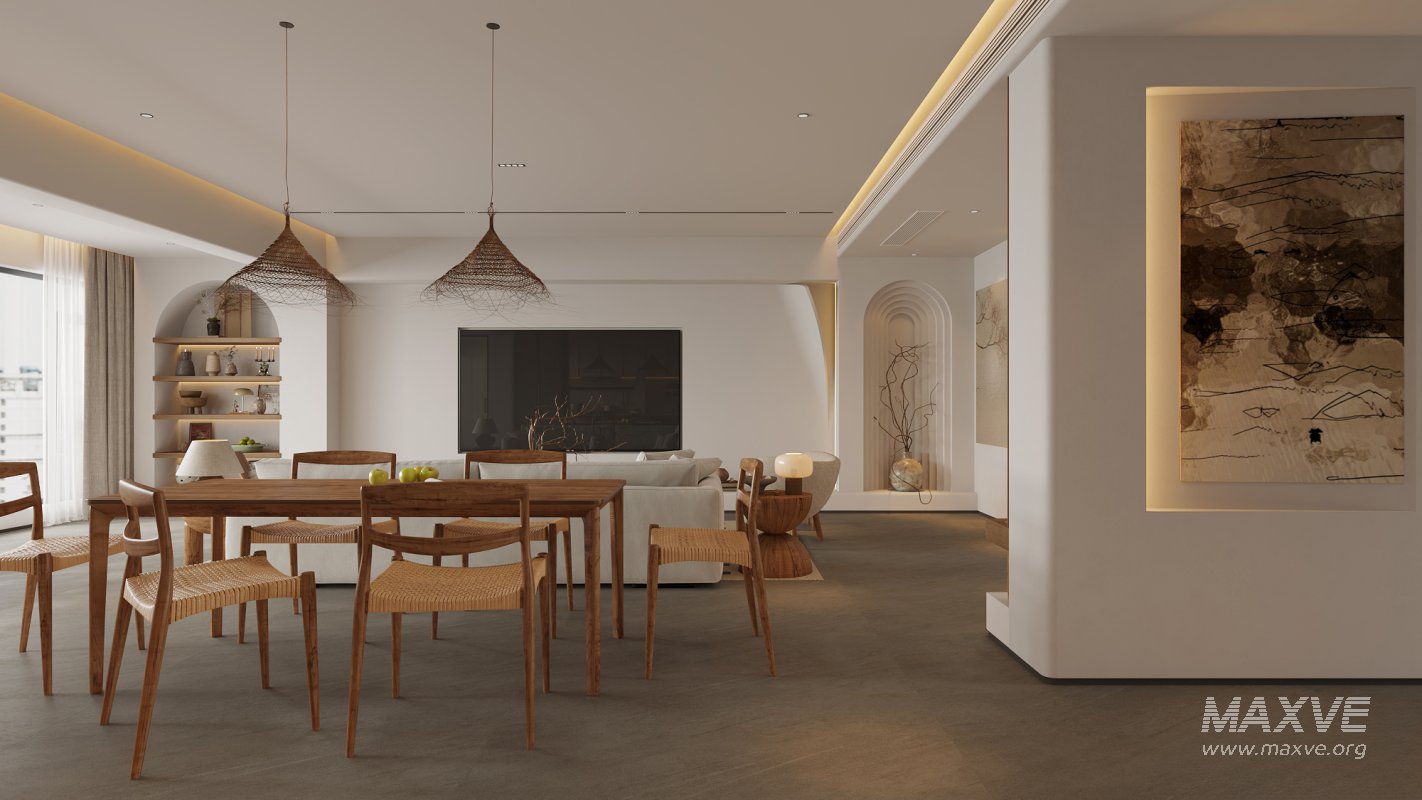 Modern living room and dining room interior scene - Image 3