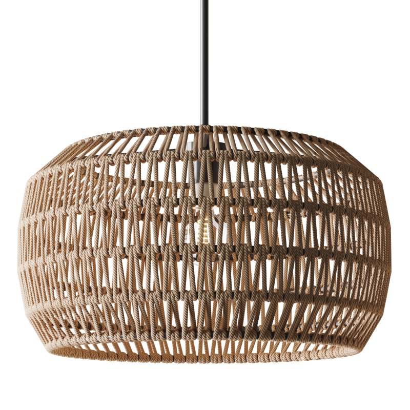 1-Light 12.6-Inch Handmade Woven Rattan Decorative Chandelier - Image 5