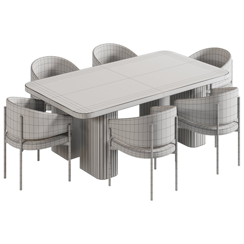 Rectangular dining table and Solana Chair set 3 - Image 1