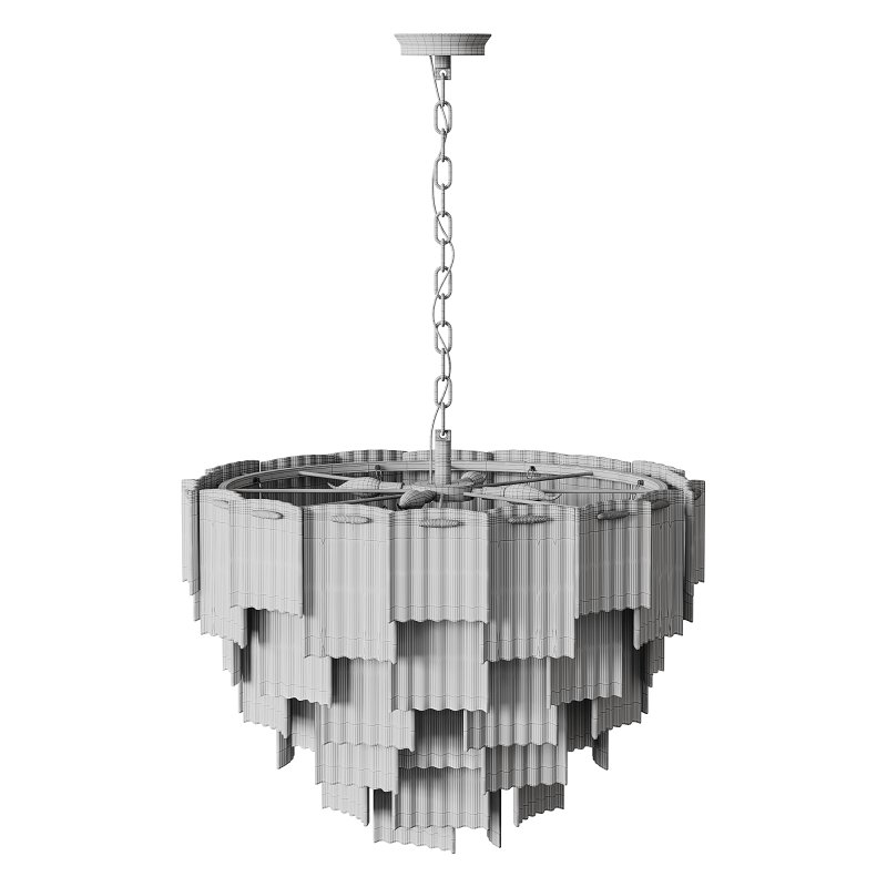 Round pendant chandelier made of ribbed glass light - Image 9