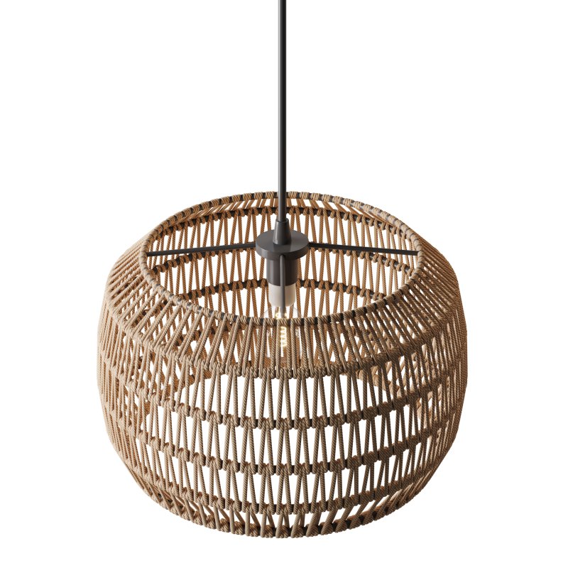 1-Light 12.6-Inch Handmade Woven Rattan Decorative Chandelier - Image 7