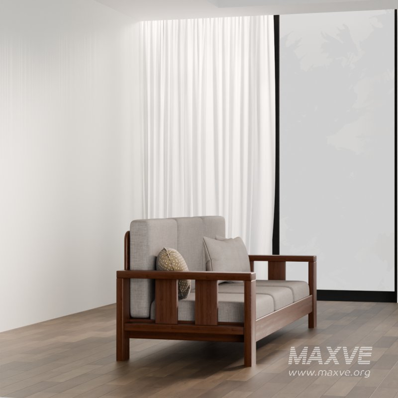 Classic Wooden Sofa with Cushions - Image 2