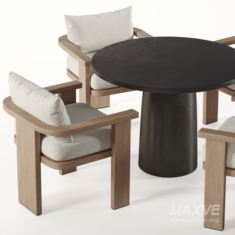 Tahana Outdoor Dining Armchair and Basil Table By Fourhands - Image 3
