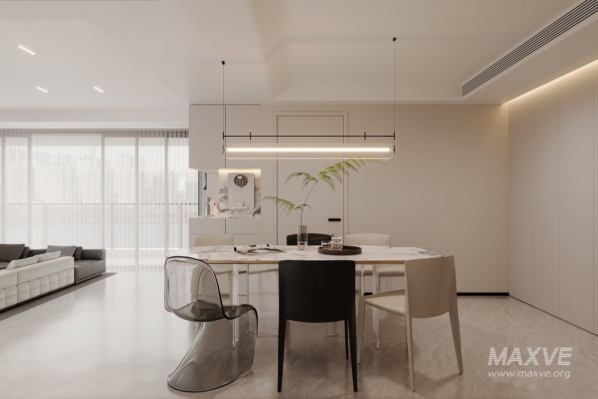 Modern living room and dining room bedroom interior scene - Image 3