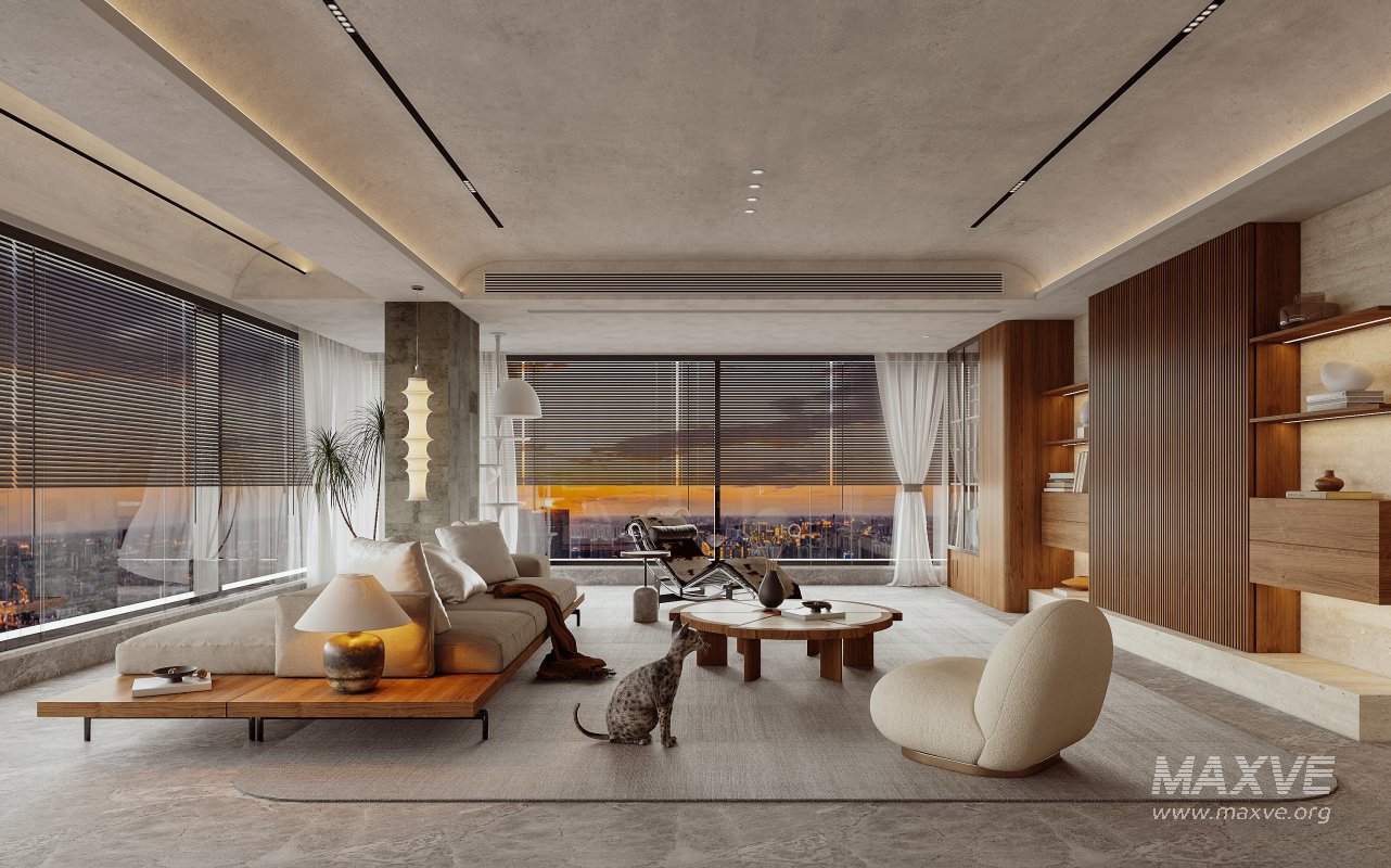 Modern living room and dining room interior scene - Image 3