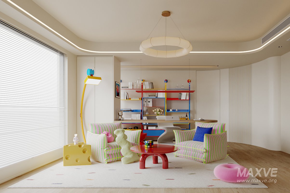 Modern living room and dining room interior scene - Image 2