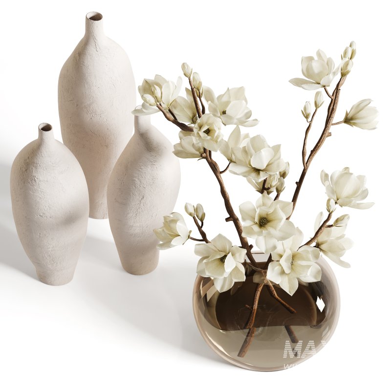 White Magnolia in Glass Vase - Image 3