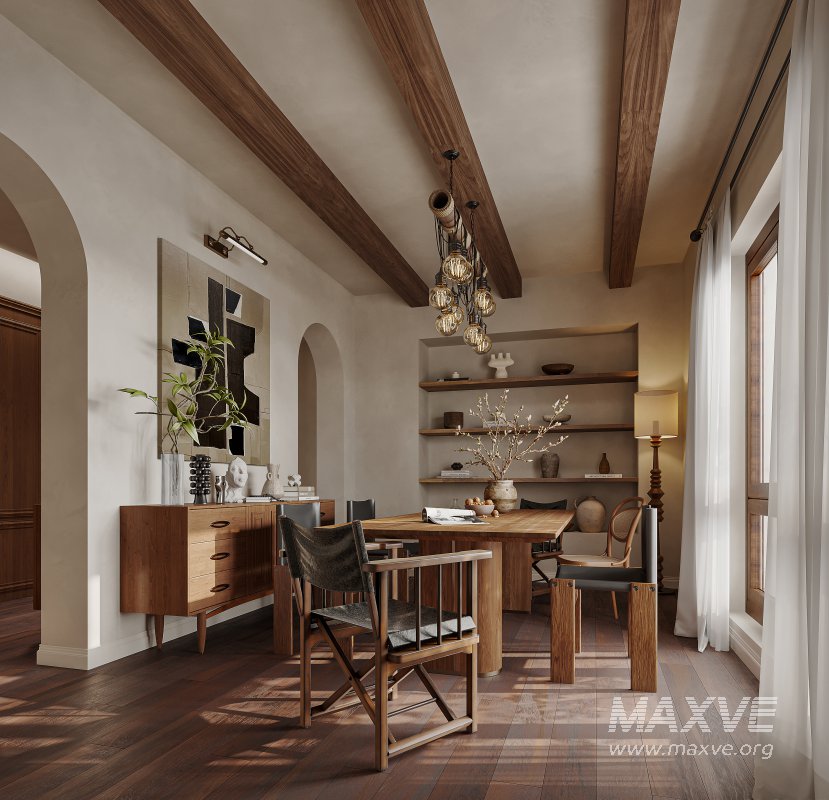 Modern living room and dining room kitchen interior scene - Image 6