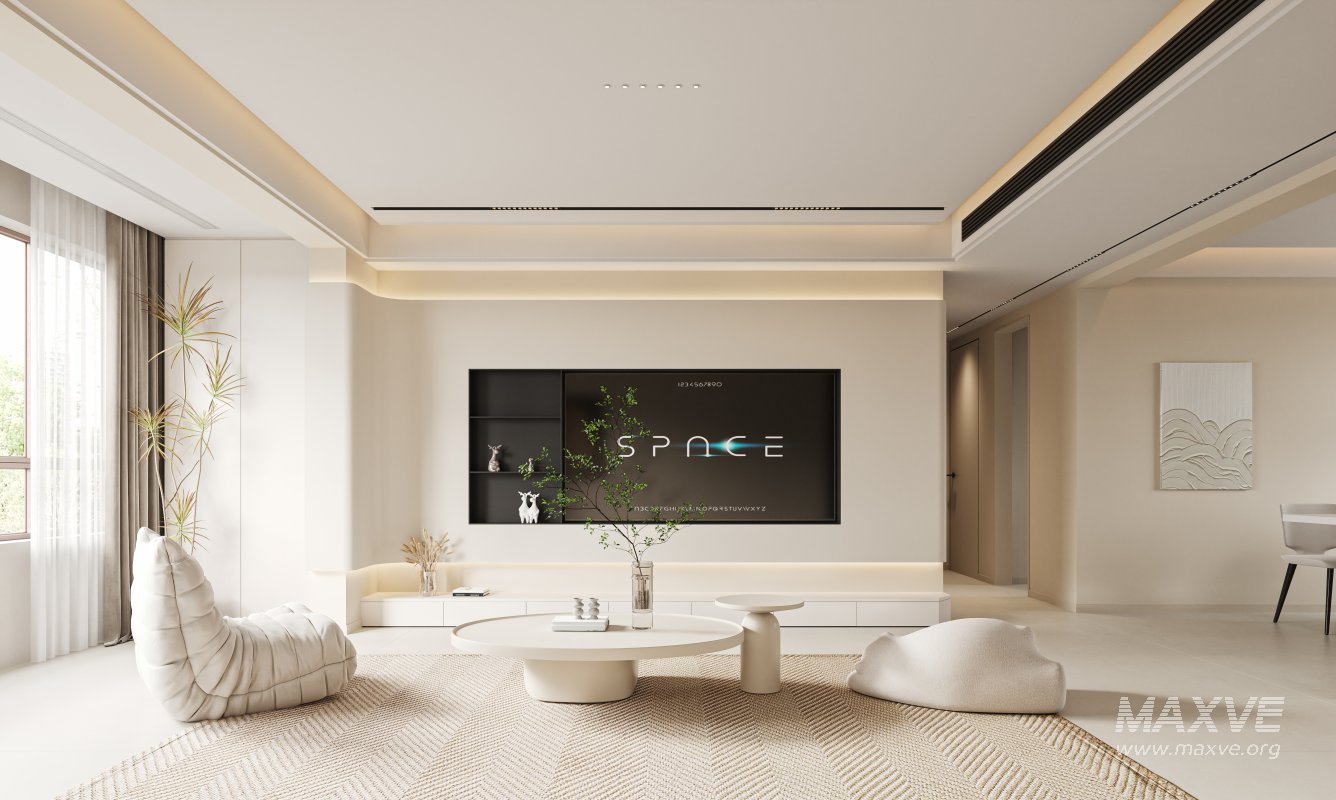 Modern living room and dining room kitchen interior scene - Image 5