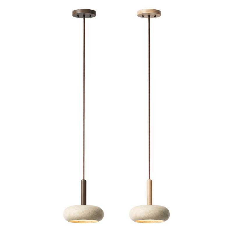 Traditional Japanese Round Wood Pendant Lamps - Image 3