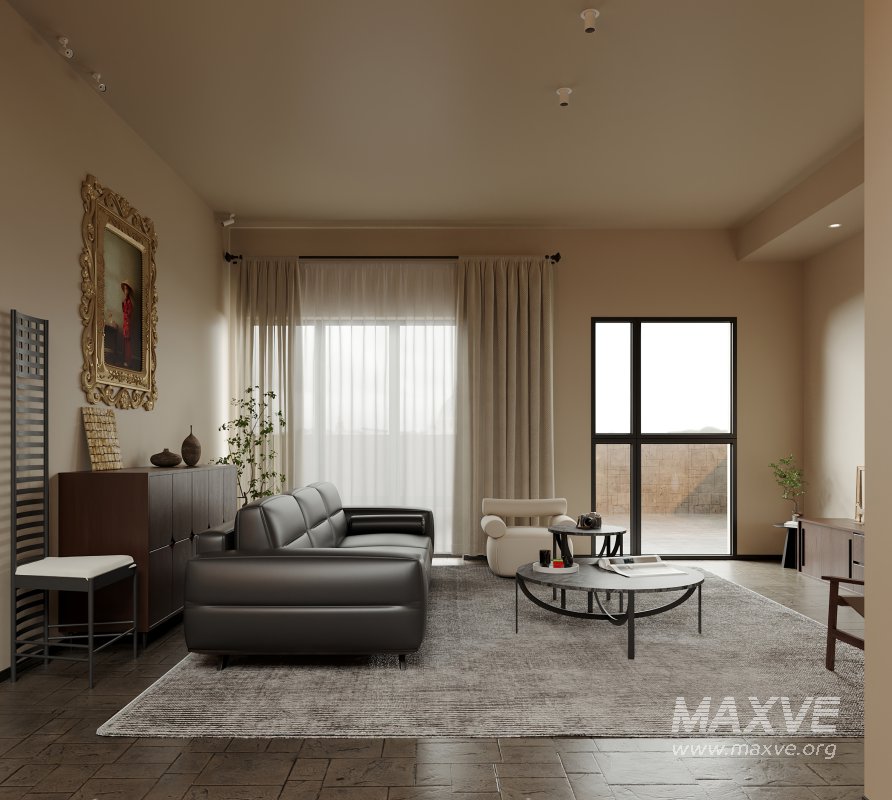 Modern living room and dining room interior scene - Image 4