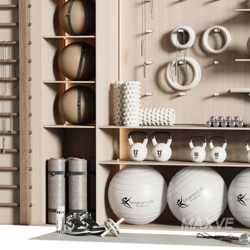 Home Gym Wall Rack with Equipment 04 - Image 3