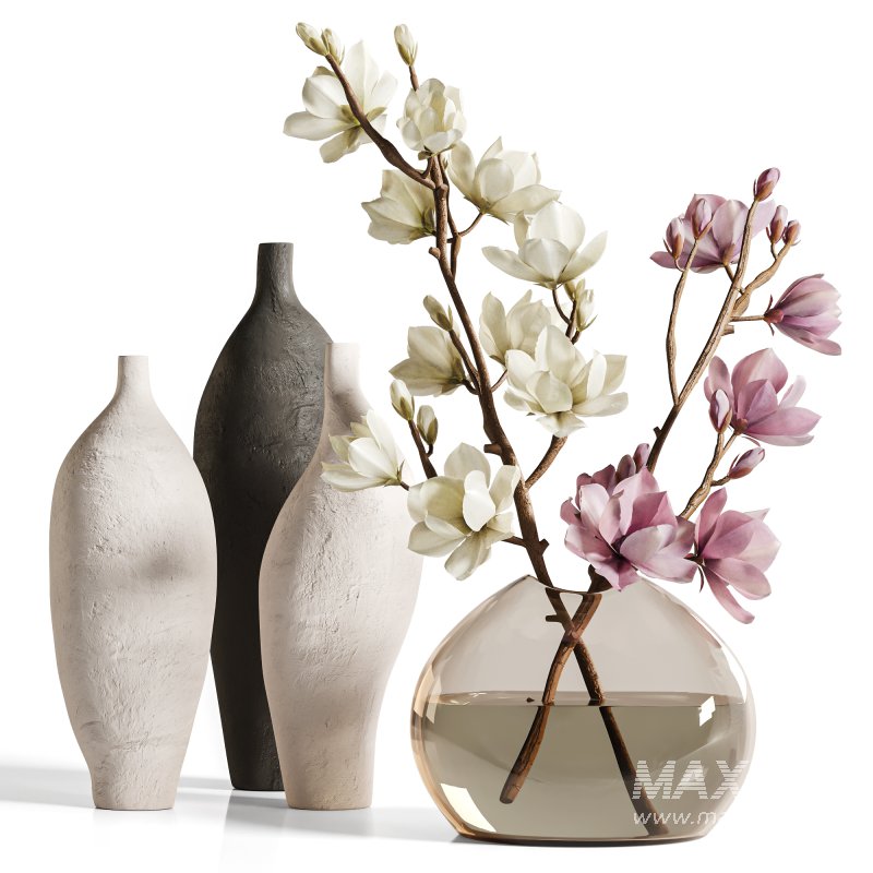 White Magnolia in Glass Vase - Image 4