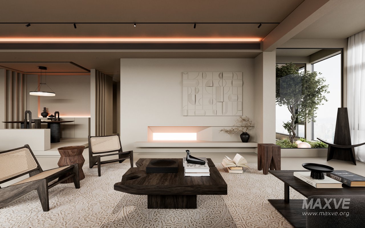 Modern living room and dining room interior scene - Image 7