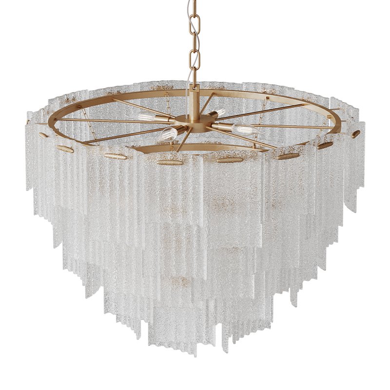 Round pendant chandelier made of ribbed glass light - Image 6