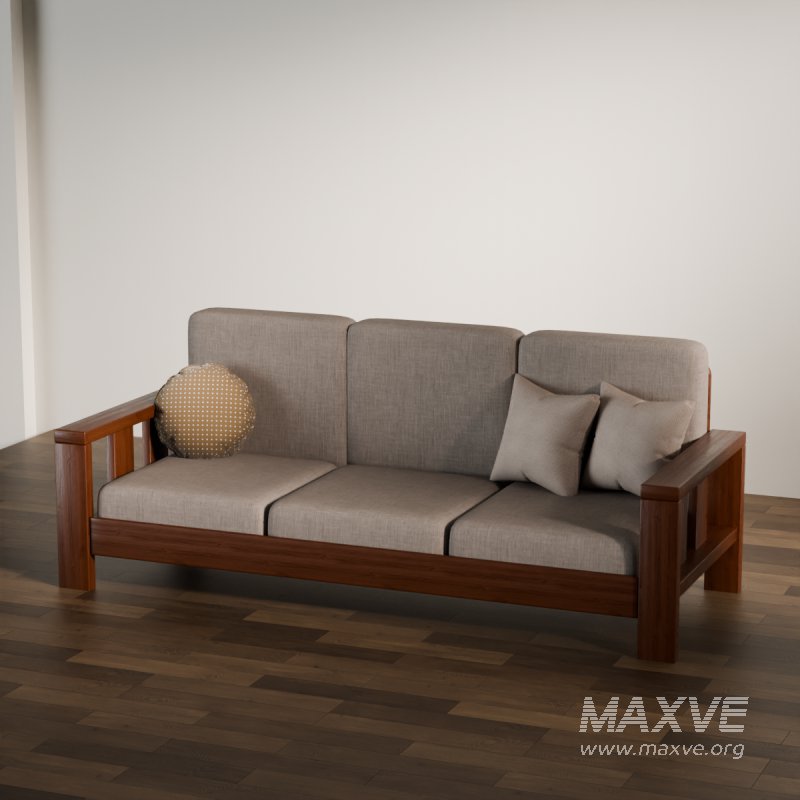 Classic Wooden Sofa with Cushions - Image 5