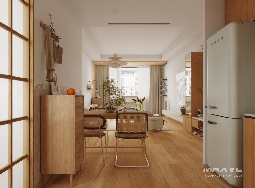 Modern living room and dining room kitchen interior scene - Image 8