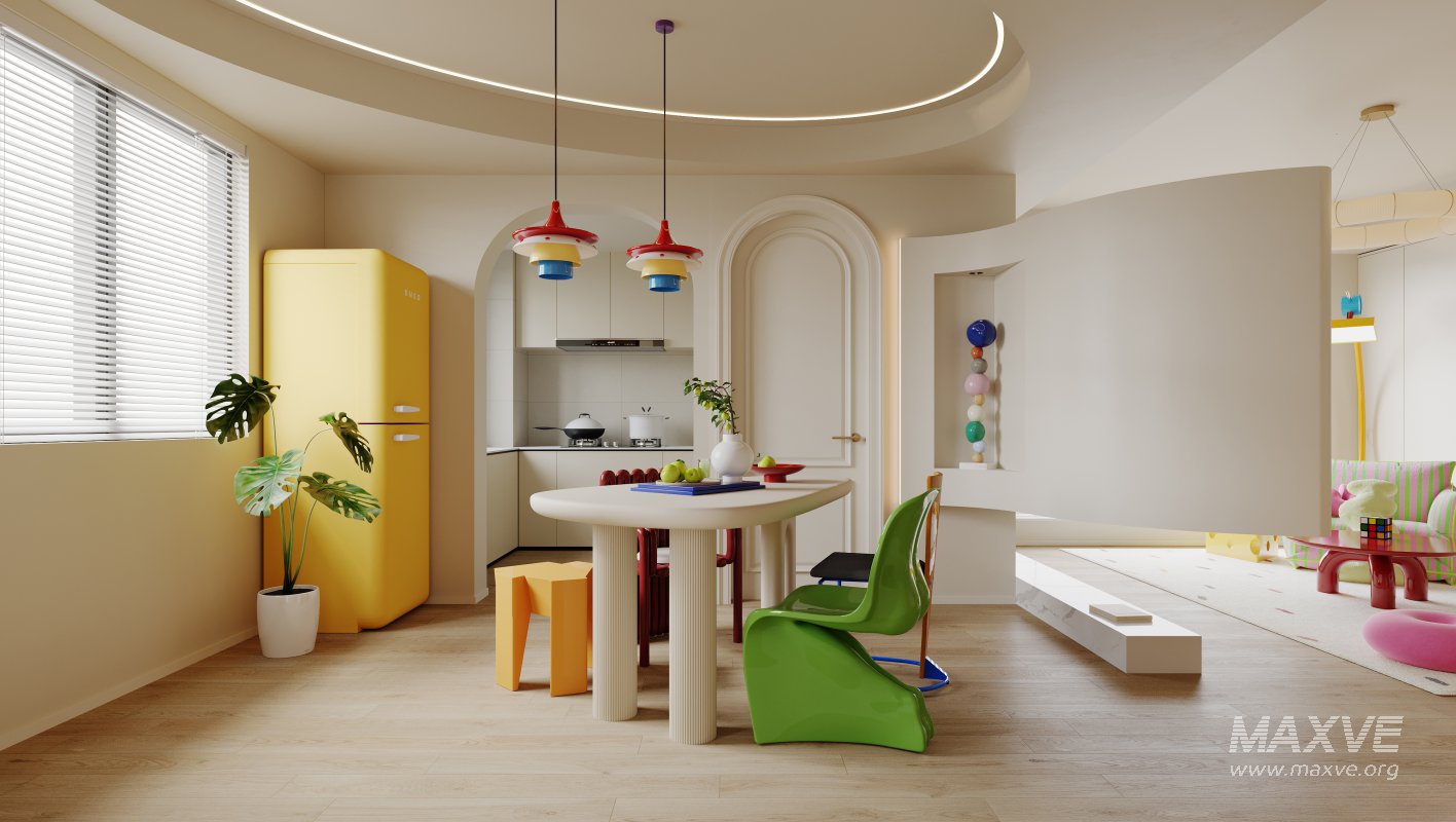 Modern living room and dining room interior scene - Image 4