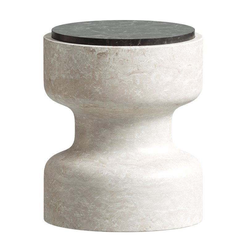 Tivoli Stool in travertine and walnut by Ivan Colominas - Image 2