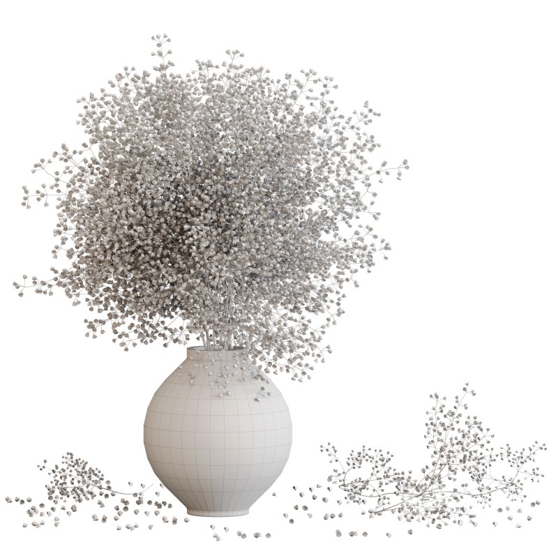 Minimal Gypsophila Bouquet in Textured Clay Vase - Image 4