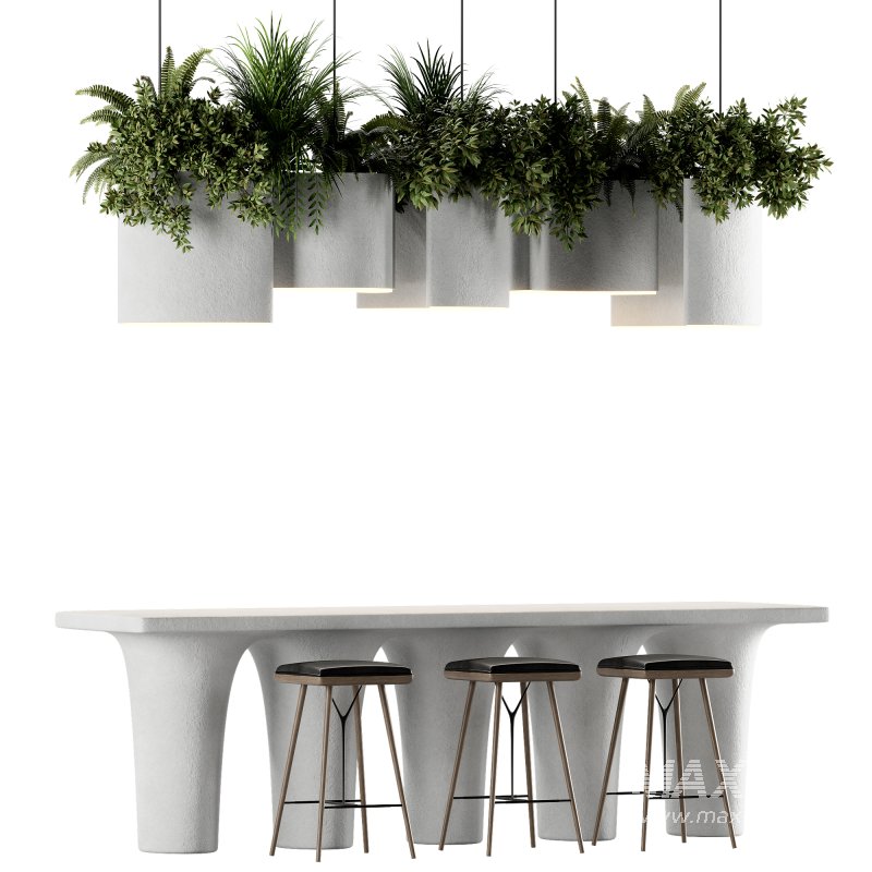 Reception Desk With Hanging Plants-set 15 - Image 1