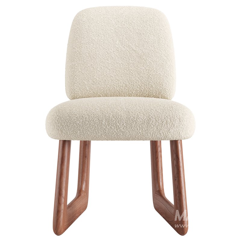 Pula Warm White Boucle Armless Dining Chair - Image 2