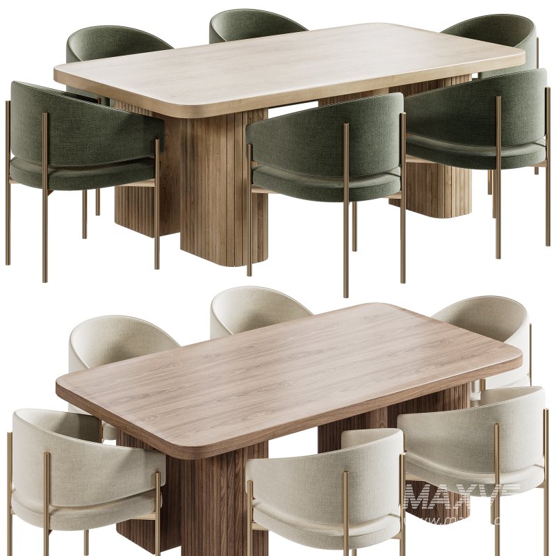 Rectangular dining table and Solana Chair set 3 - Image 2