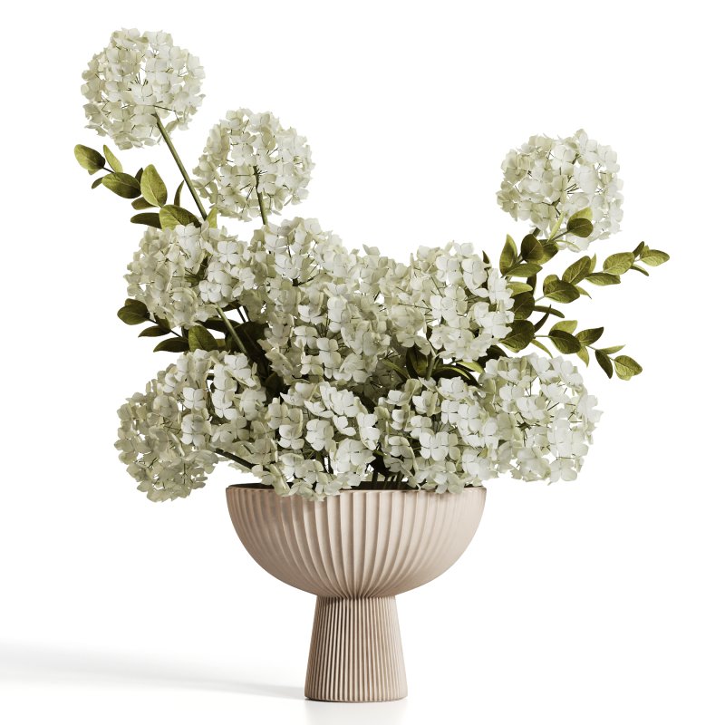 White Hydrangea Bowl Arrangement - Image 1