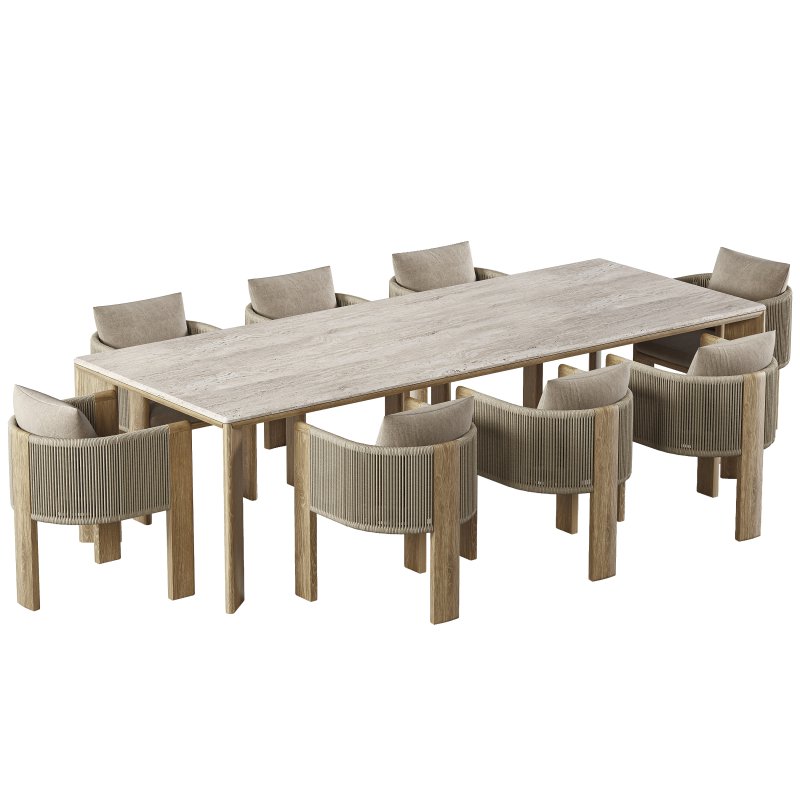 Palm Beach Teak Dining chair and Rectangle Dining Table - Image 2