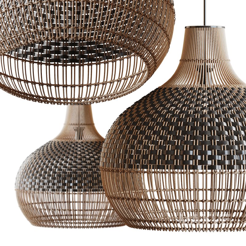Handwoven Rattan Pendant Light Lampshade - Image 1