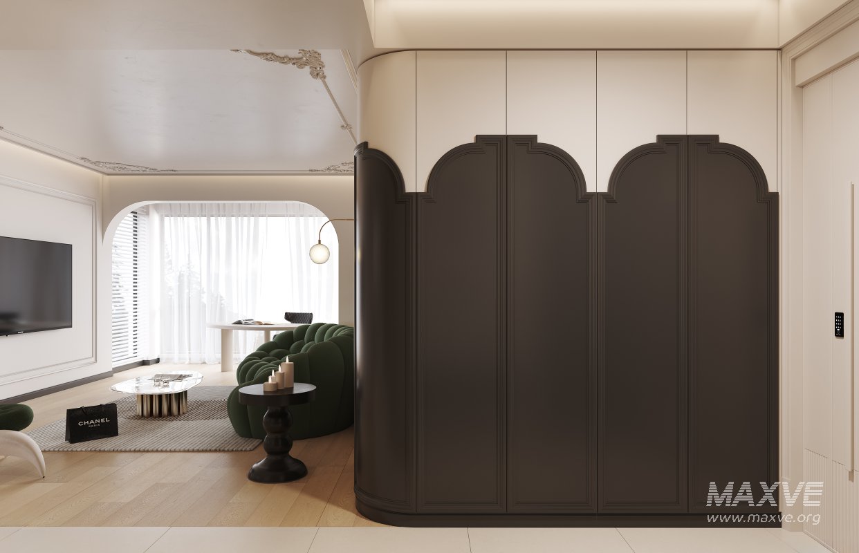 Modern living room and dining room kitchen interior scene - Image 3