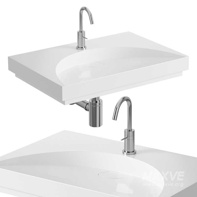 White Stone Flat Washbasin - Image 1