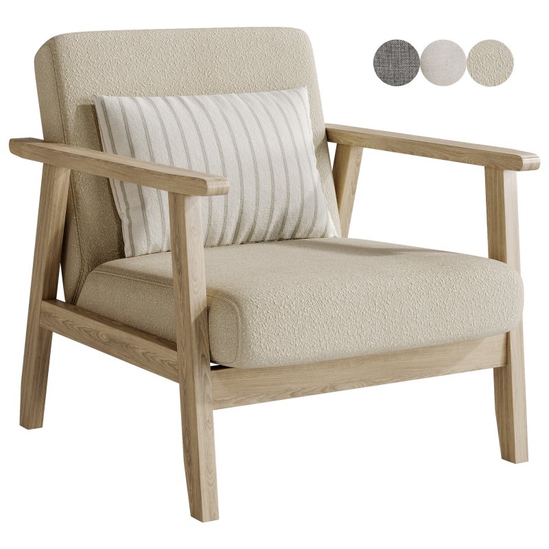 Isaac Wooden armchair with boucle seat - Image 1
