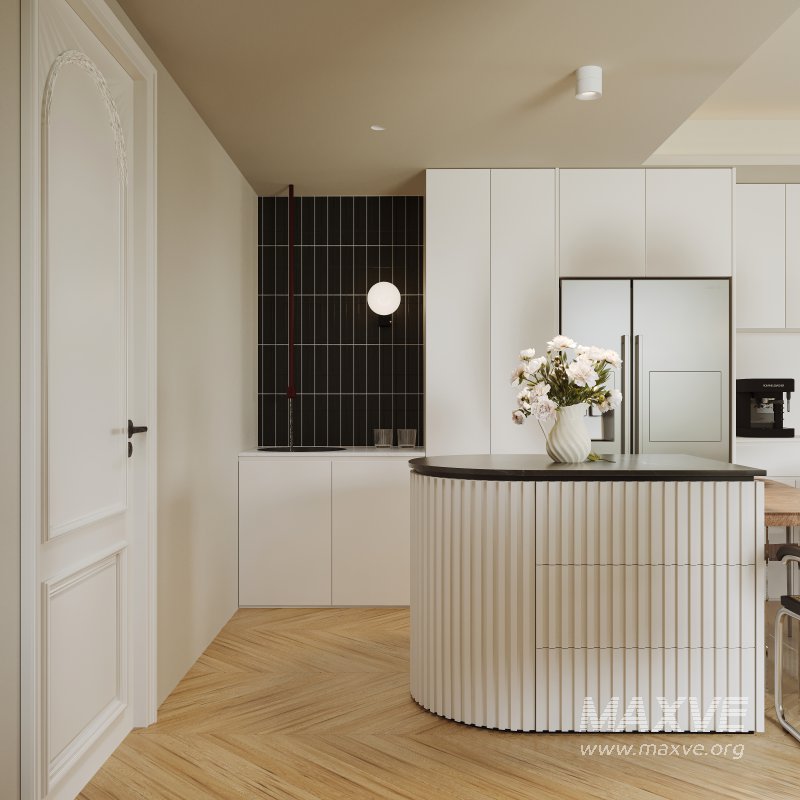 Modern living room and dining room office room interior scene - Image 7