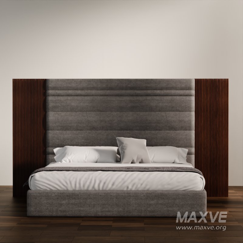 Luxury Upholstered Bed with Wood Accent Panels - Image 3