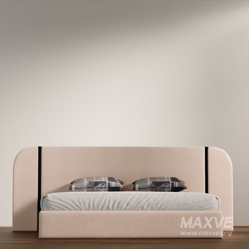 Soft Upholstered Double Bed 3D Model - Image 1