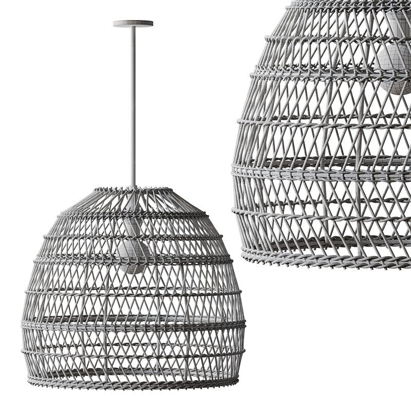 Boho Design Natural Basket Rattan Woven Pendant Light Hanging Lamp - Image 8