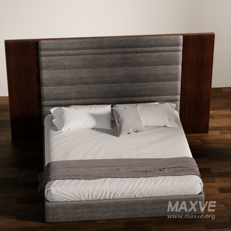 Luxury Upholstered Bed with Wood Accent Panels - Image 5