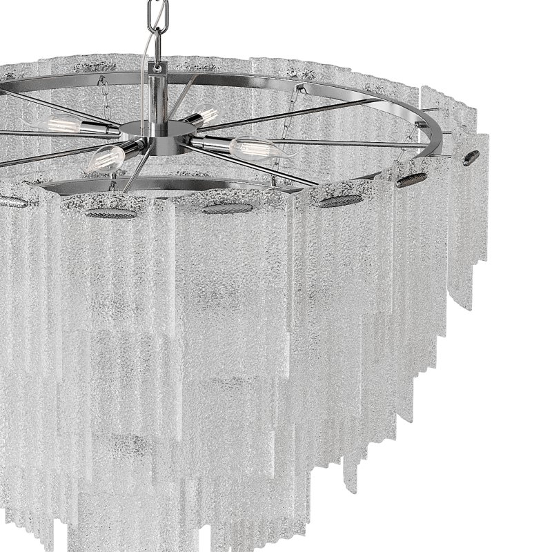 Round pendant chandelier made of ribbed glass light - Image 7