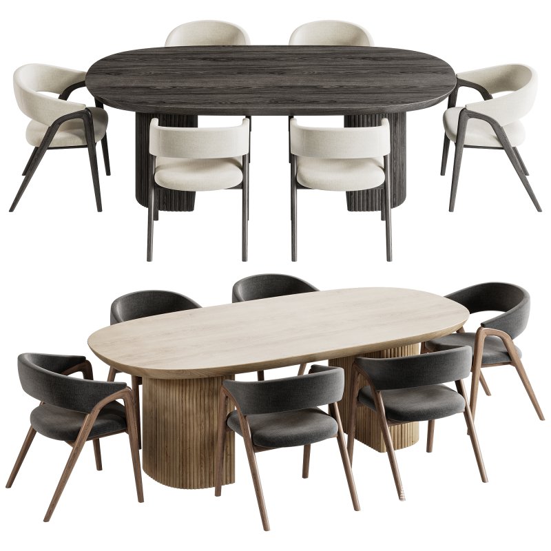 Osten table and arc dining chair set 1 - Image 6